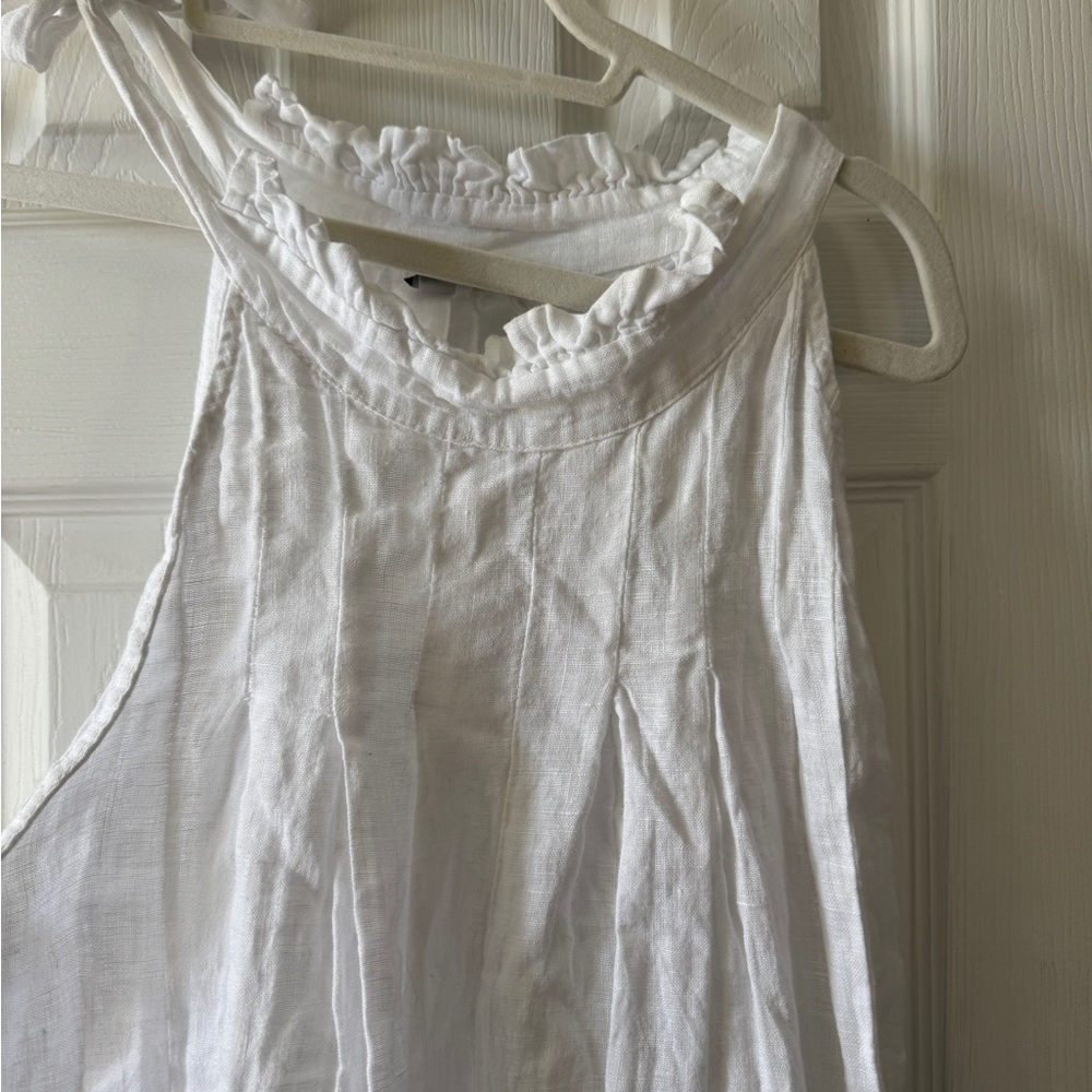 Meo Meli Jumpsuit White Linen Size Large with Pockets